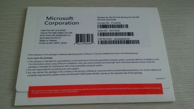 Soem verpacken Produkt-Schlüssel-Aktivierung Microsoft Windows-Server-2012 R2 64bit DVD